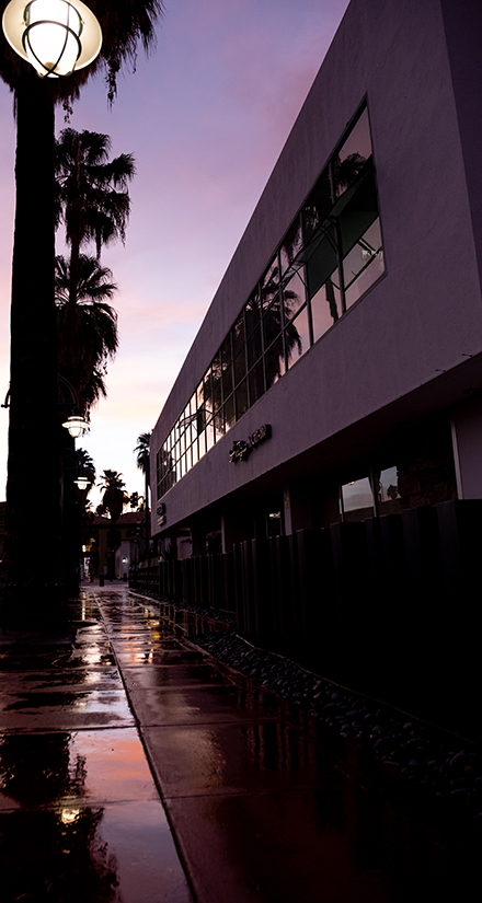 Long Exposure Street Photography Image of Side Walk in Palm Springs, California at Sunrise