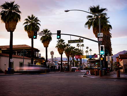 Long Exposure Street Photography Image of Tahquitz canyon and Palm Canyon in Palm Springs, California