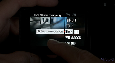 Image of fuji x-t4 menu option for selecting to turn on movie optimized control