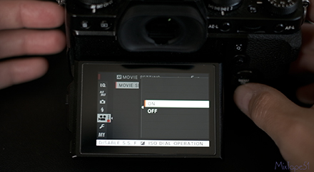 Image of fuji x-t3 menu showing movie silent control setting