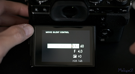 Image of fuji x-t3 reflecting the movie settings available to adjsut when using the movie settings setting