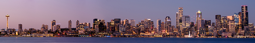 Street Photography pano Image of Seattle Washington from Alki Beach
