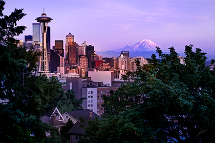 Street Photography Image of Seattle Washington and the Space Needle from Kerry Park