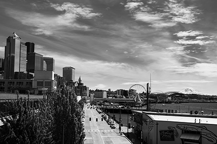 Street Photography Image of Seattle Washington Waterfront City Scape