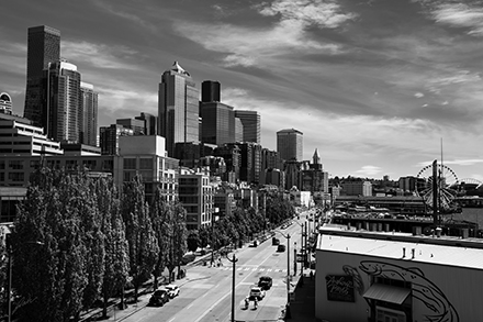 Street Photography Image of Seattle Washington Waterfront City Scape