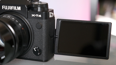 Image of Fuji X-t4 showing the articulating screen