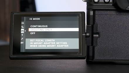 Image of Fuji X-T4 Menu Option for Image Stabilization